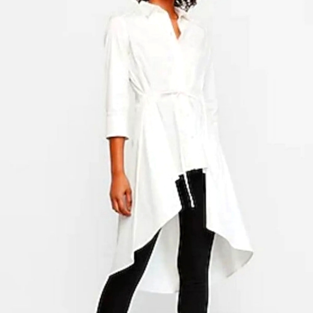 Express High Low Buttondown Tunic Blouse